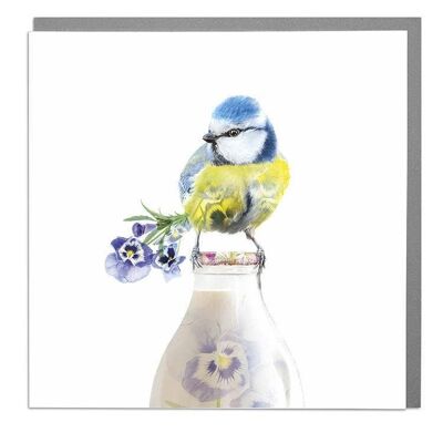 Blue Tit On Milk Bottle Card