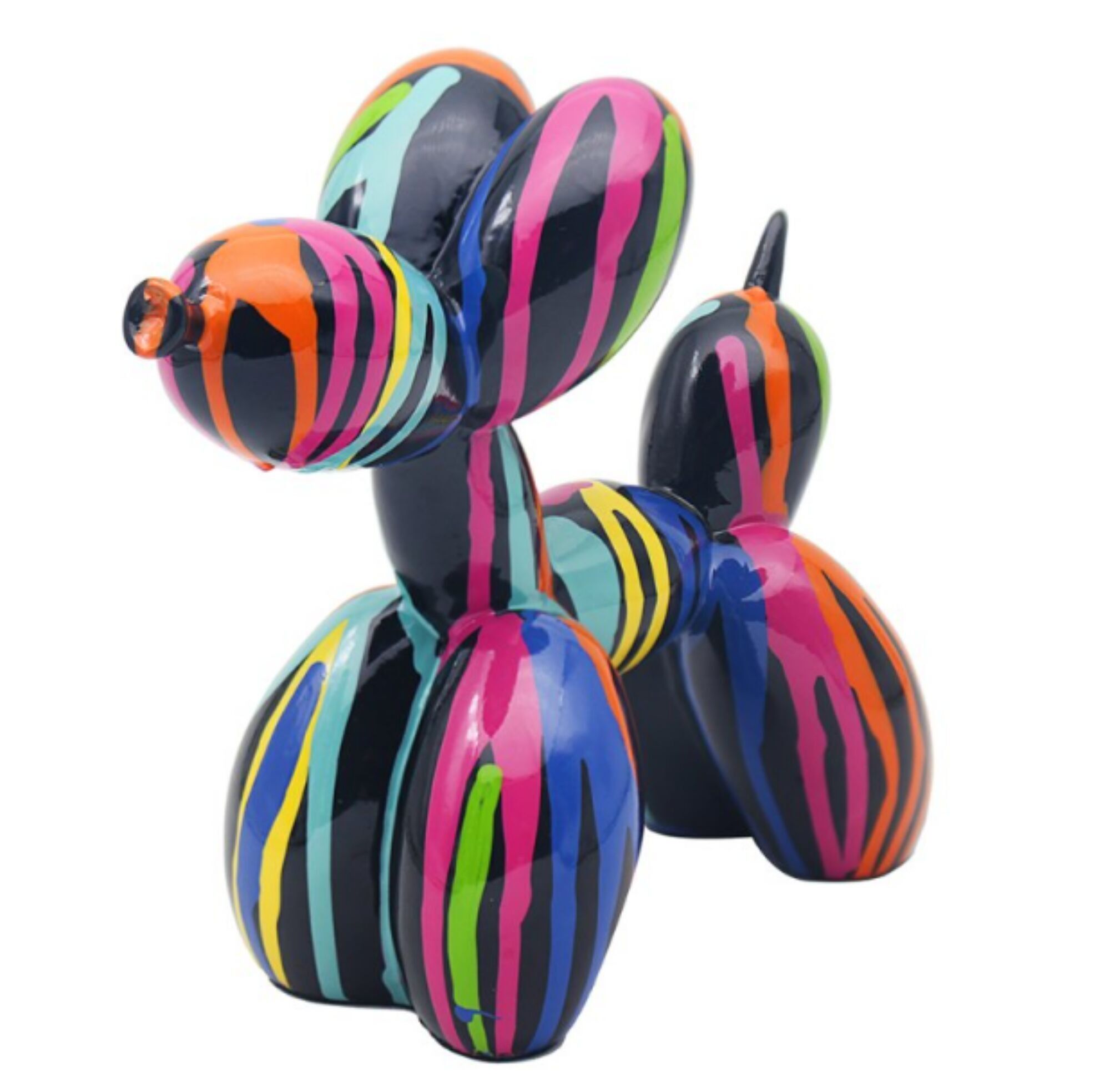 Figurine Drip Art Balloon Dog, finition brillante aux couleurs de l'arc-en-ciel, en coffret cadeau