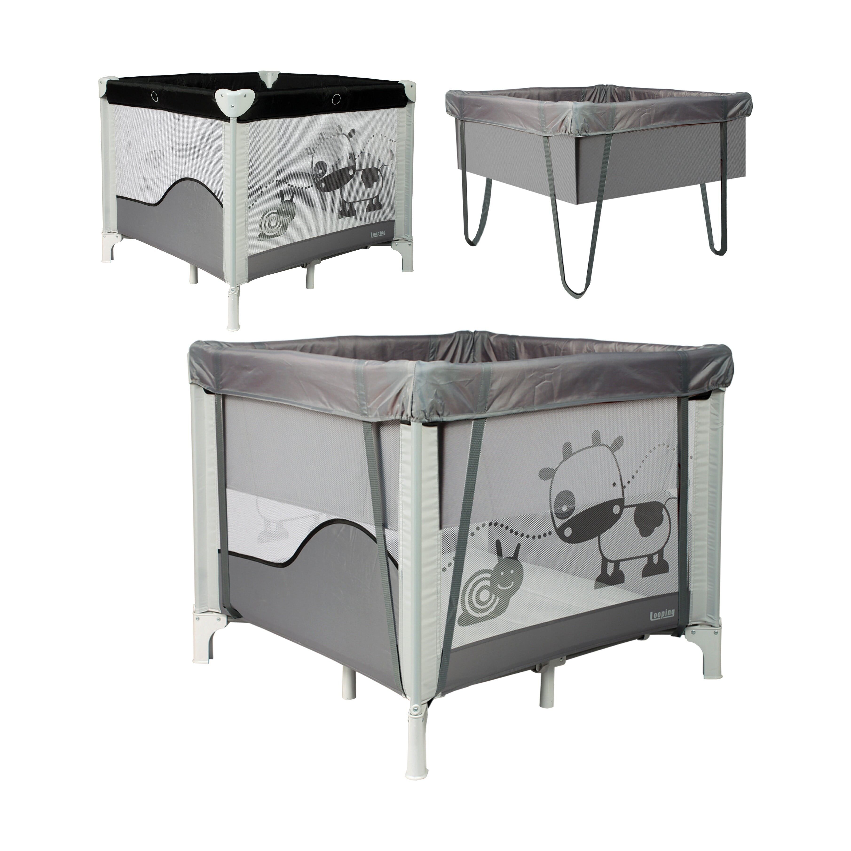 Box pieghevole/culla 90 x 90 cm con prolunga