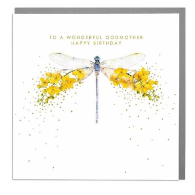 Dragonfly God Mother Birthday Card