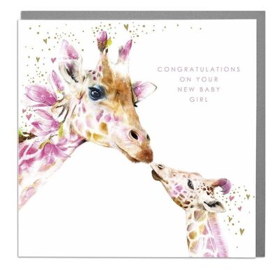 Giraffe New Baby Girl Card