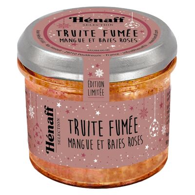 Receta festiva Trucha ahumada, mango y frutos rosados Hénaff Selección 90g