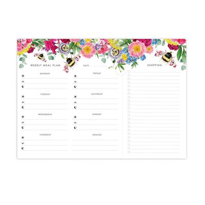 Magnetic Bee Meal Planner with Tear Off Shopping List