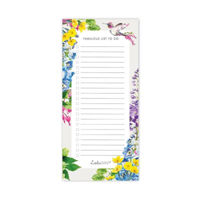 Magnetic To Do List Pad featuring Botanical Hummingbird