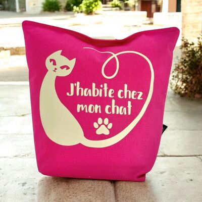 Porta bolso "Vivo con mi gato" Brooklyn fucsia
