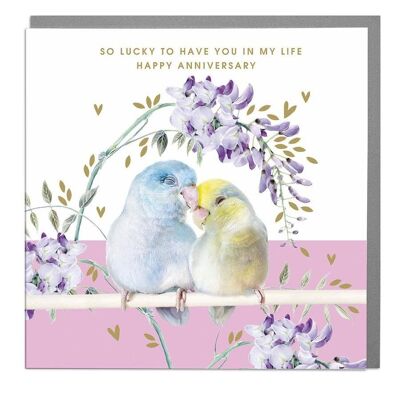 Parrolets So Lucky To Have You Happy Anniversary Card