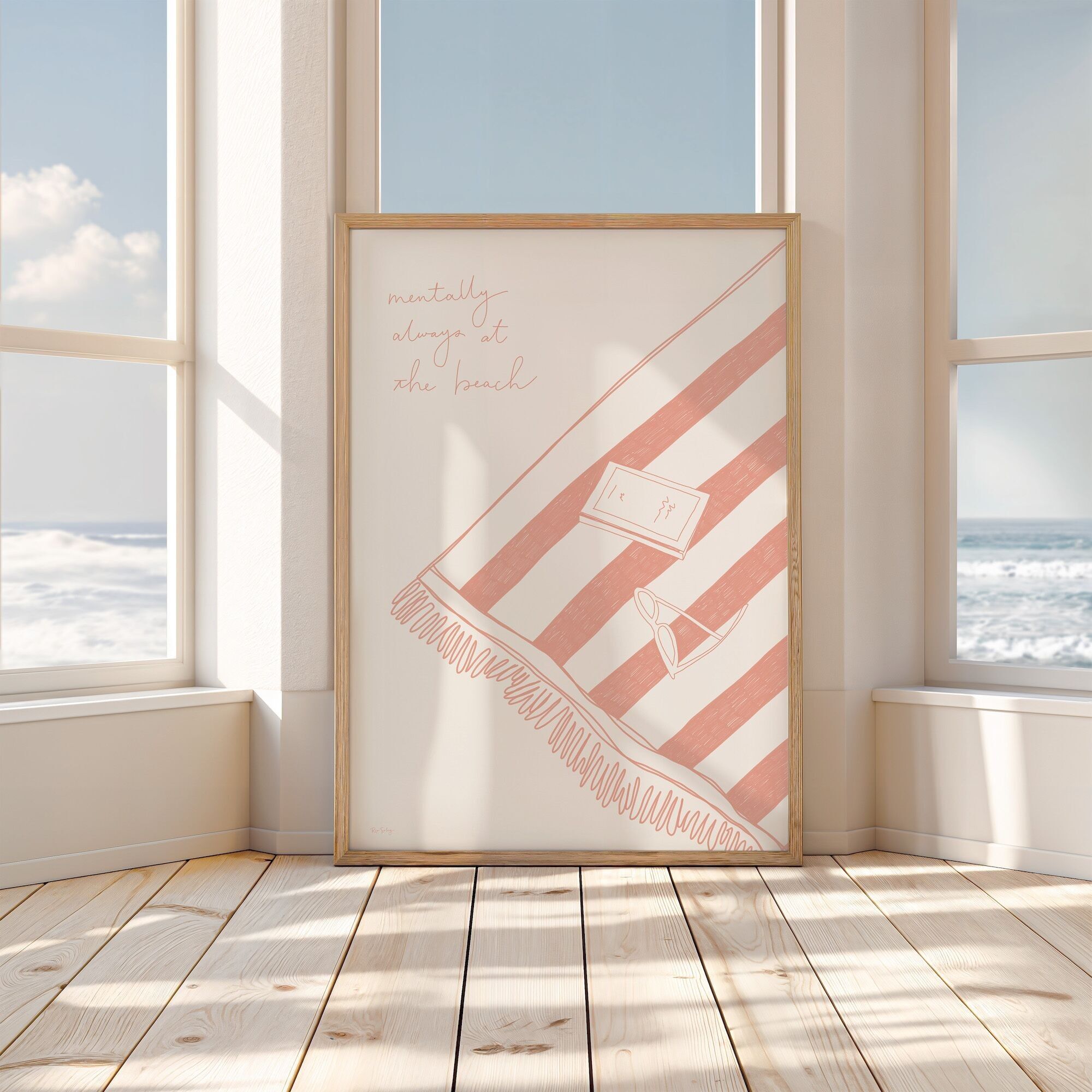 Strandposter - Kunstdruck - Strandposter „Immer am Strand – Sommerstimmung am Meer“ (Pfirsichflaum)