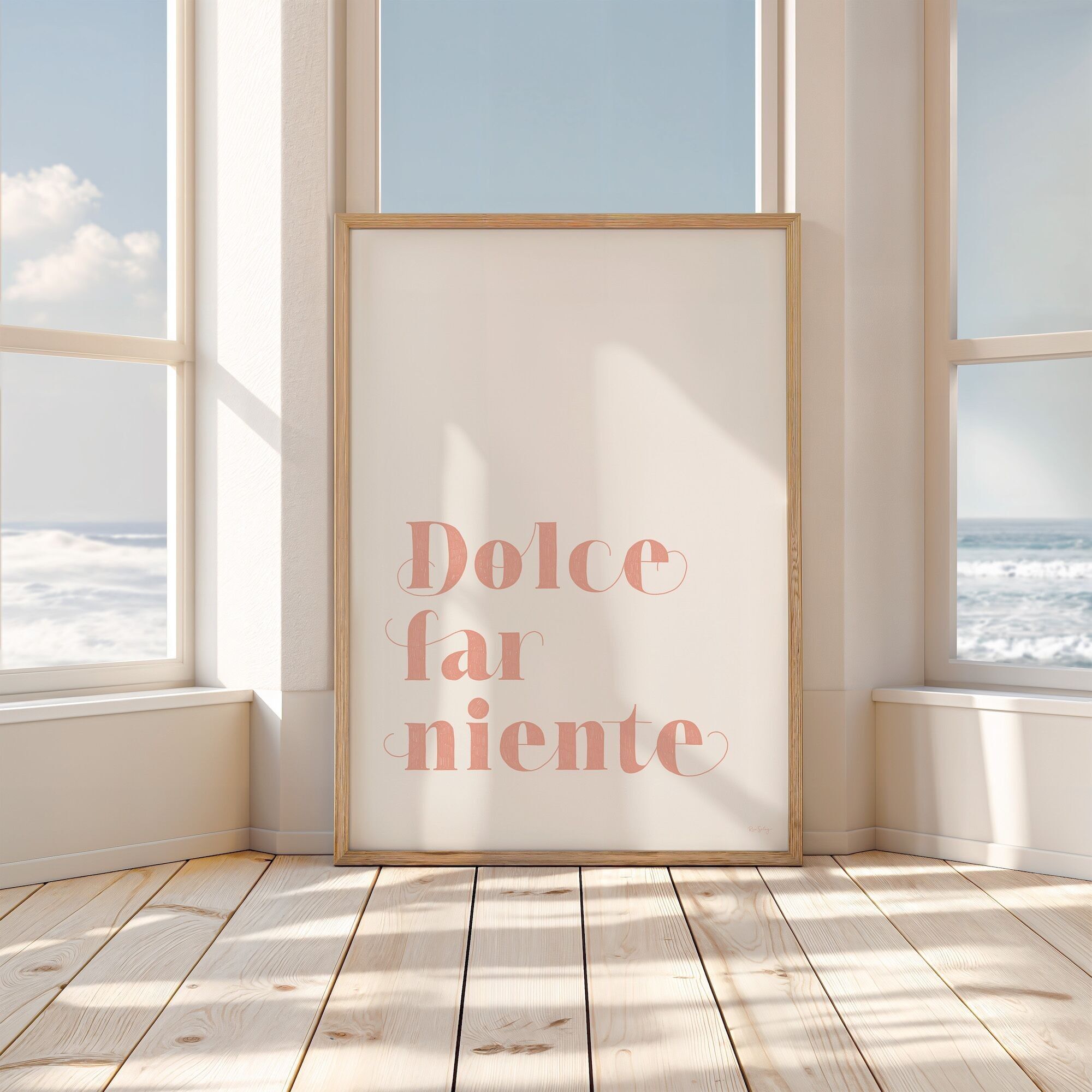 Zitatplakat - Kunstdruck - Zitatplakat "Dolce far niente" auf Italienisch (Pfirsichflaum)