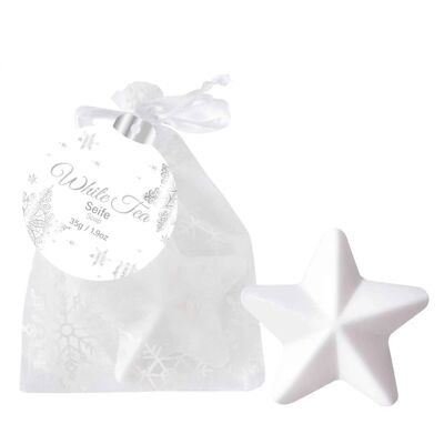 Jabón Estrella en Organza Plateada
