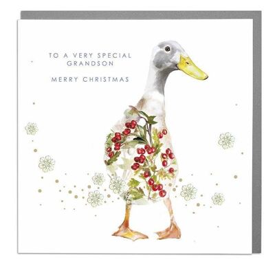 Runner Duck Grandson Christmas Card