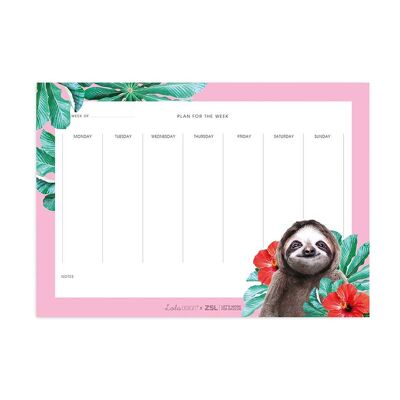 Sloth Weekly Planner - Lola Design x ZSL