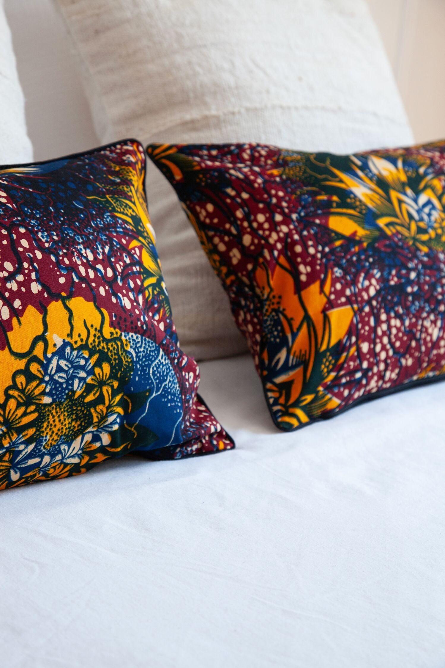 Housse de coussin Wax bordeaux - MAWAZO