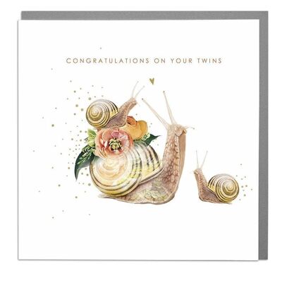 Snails Congratulations New Baby Twins Card