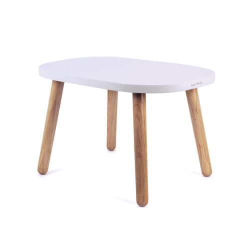 Table Ovaline - Enfant 1-4 ans - Bois massif - Blanc