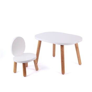 Table Ovaline - Enfant 1-4 ans - Bois massif - Blanc 2