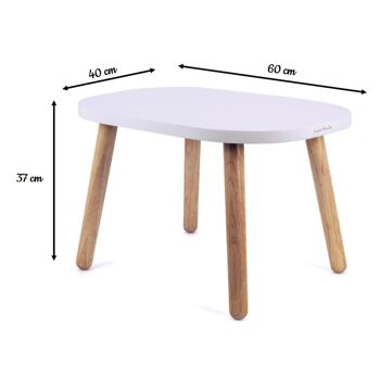 Table Ovaline - Enfant 1-4 ans - Bois massif - Blanc 3