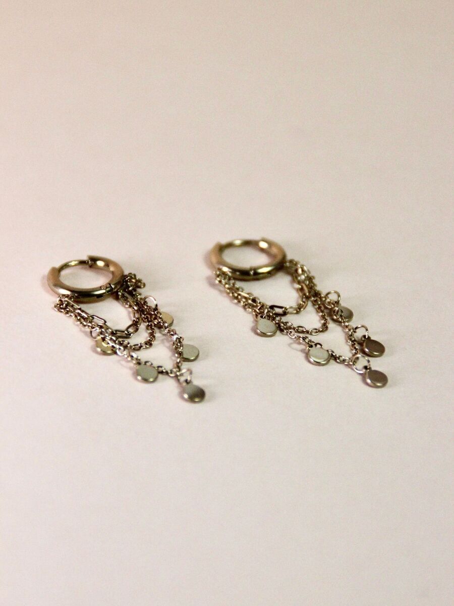 Pendientes de aro mini caléndula - cadena de varias hileras