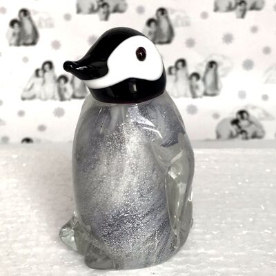 Objets D'Art Penguin ornamento in vetro soffiato a mano da collezione