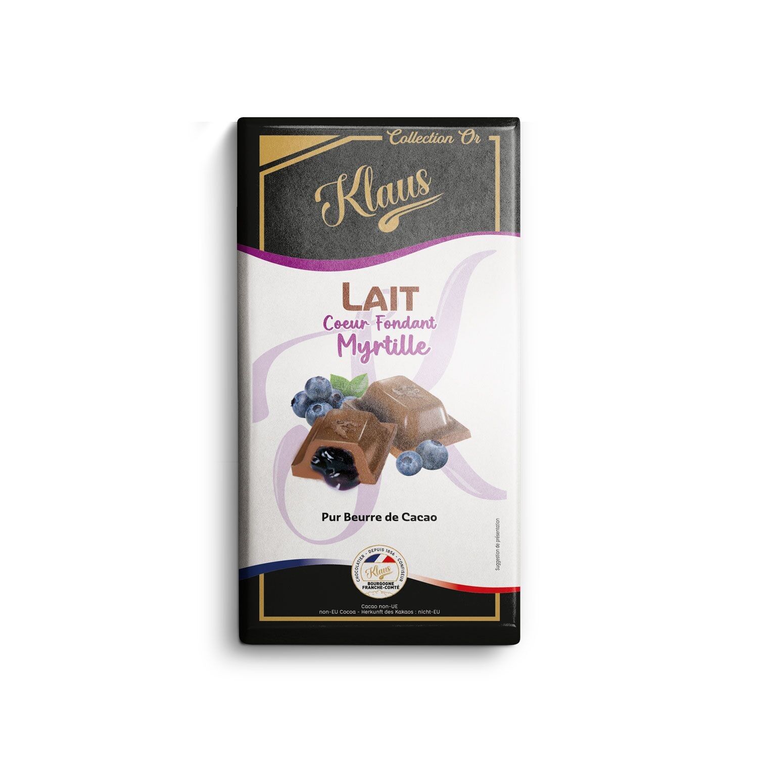 KLAUS BARRETTA DI CIOCCOLATO AL LATTE RIPIENA AI MIRTILLI 100G