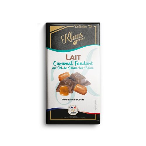 TABLETTE CHOCOLAT LAIT FOURREE CARAMEL AU SEL DE SALINS LES BAINS KLAUS 100G