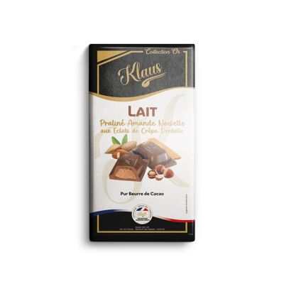TAVOLETTA DI CIOCCOLATO AL LATTE RIPIENA CON FEUILLETINE PRALINE KLAUS 100G
