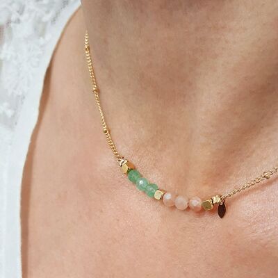 TALISMAN pink and green natural stone necklace