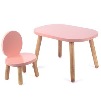 Table Ovaline - Enfant 1-4 ans - Bois massif - Rose 2