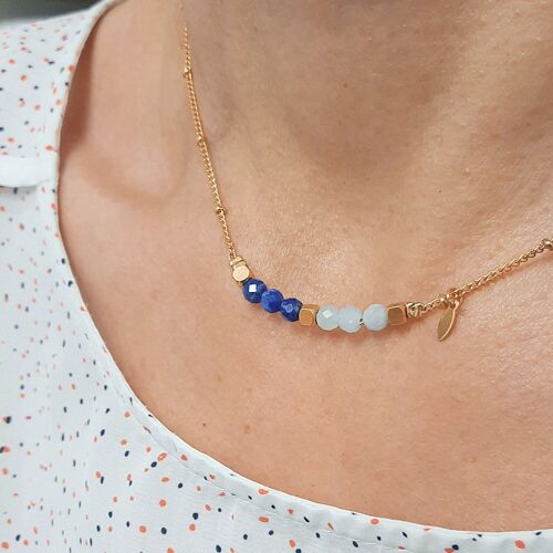 Collier en pierres naturelles TALISMAN duo de Bleu