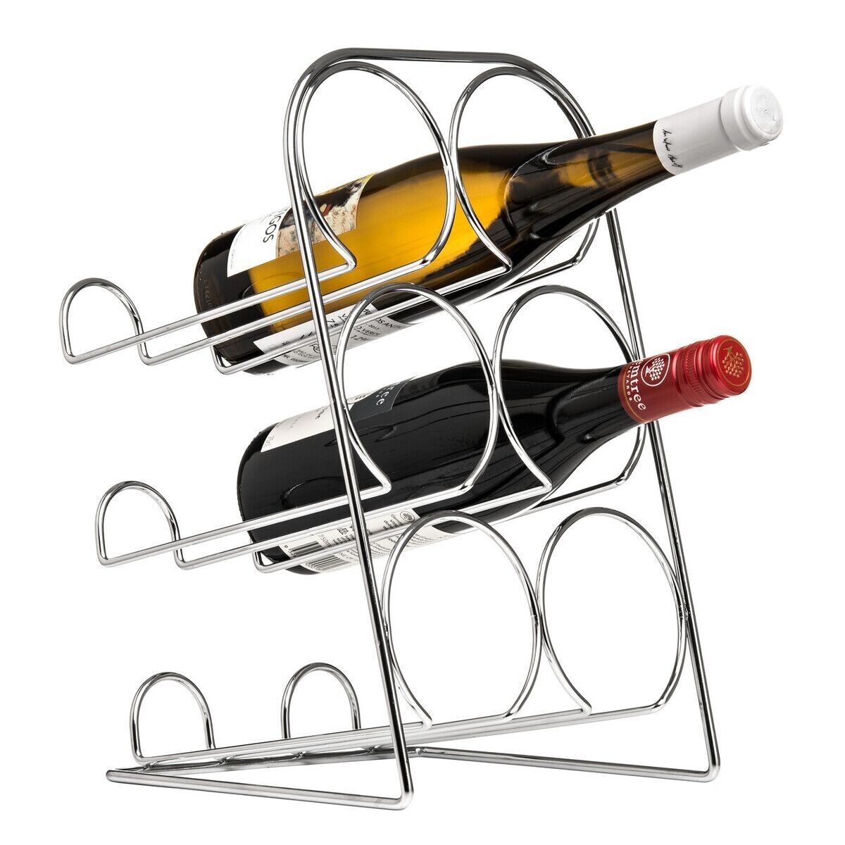 Portabottiglie cromato per sei bottiglie