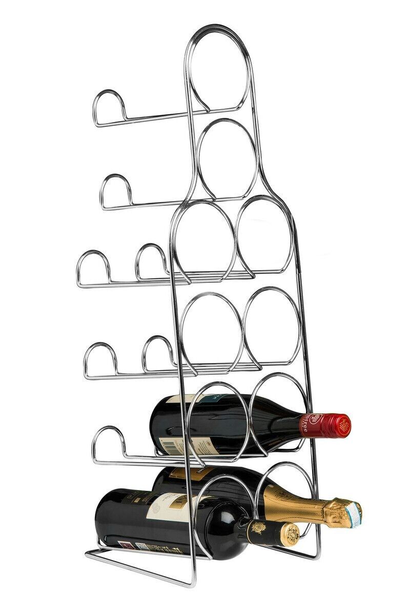 Portabottiglie con finitura cromata per 10 bottiglie