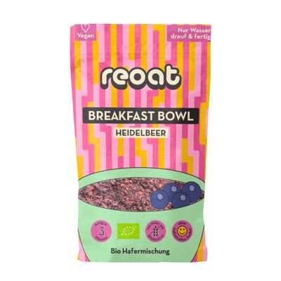 Bol petit-déjeuner à la myrtille reoat - Bio, sans gluten et riche en fibres (500 g ≙ 10 portions) | Ajouter simplement de l'eau | Sans sucre ajouté, onctueux et fruité