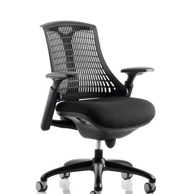 Chaise de bureau Flex à dossier moyen et cadre noir avec accoudoirs
