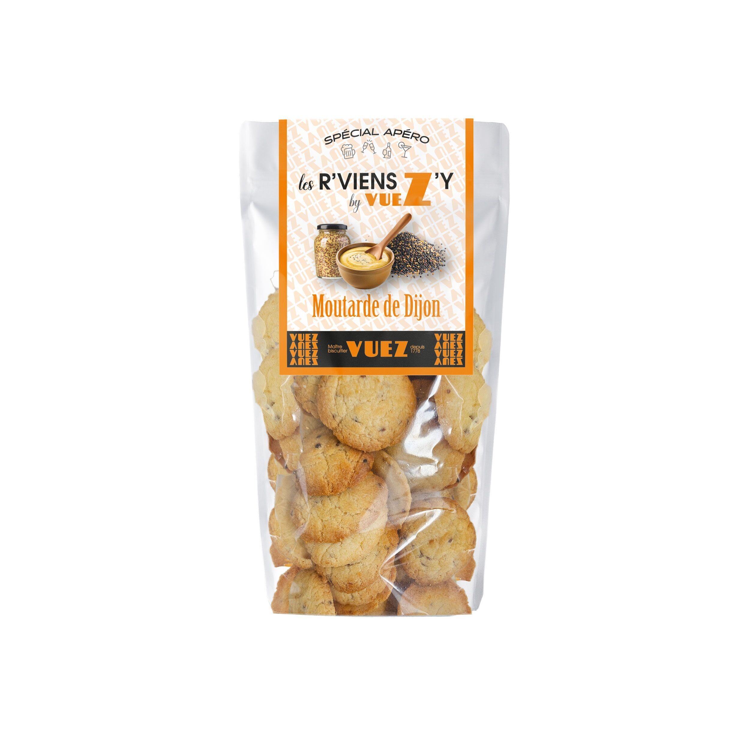 DIJON MUSTARD APERITIF BISCUITS "LES R'VIENS Z'Y" SEE 100G