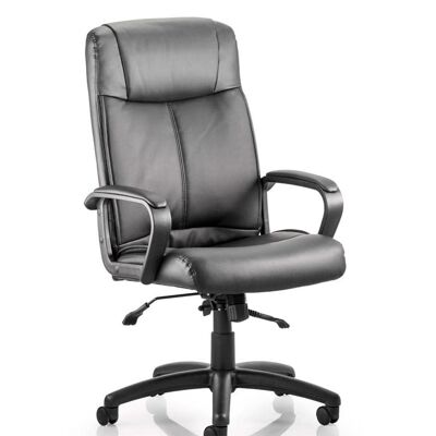 Fauteuil de bureau exécutif Plaza à dossier haut en cuir noir avec accoudoirs