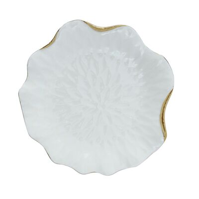 White porcelain dessert plate with gold rim