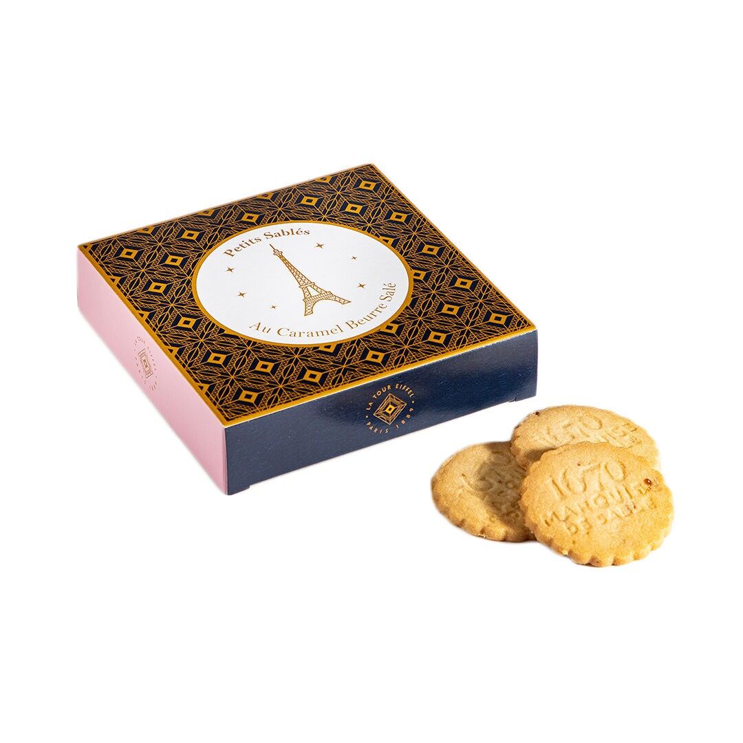 Shortbread cookies with salted caramel chips "Eiffel Tower design" 100g