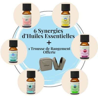 Synergies of 100% Natural Essential Oils x 6 scents to diffuse + 1 Free Storage Bag