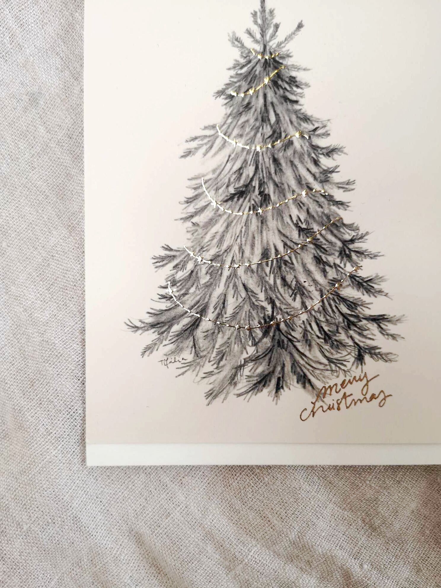 Karte „Weihnachtsbaum“ Gold