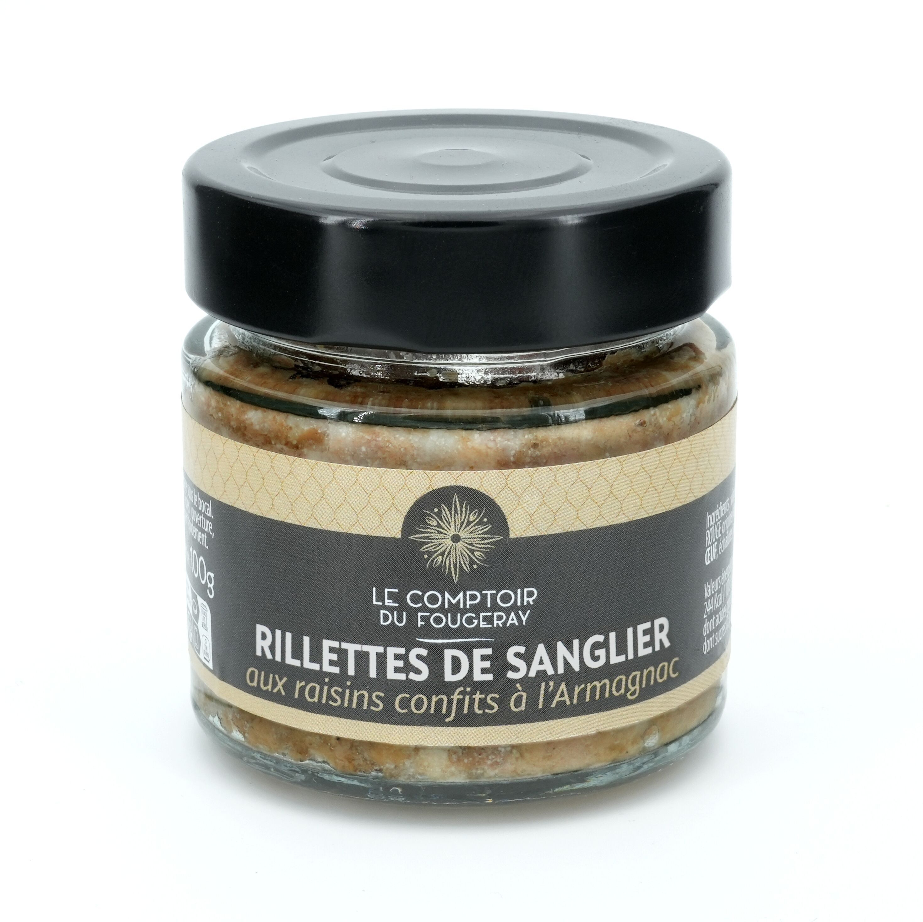 Rillettes di cinghiale con uva candita all'Armagnac 100g (Le Comptoir du Fougeray)