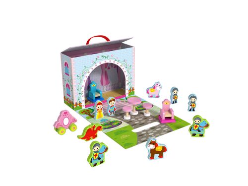 Mallette de jeu 16pcs en bois. Thème Princesse