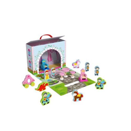 Mallette de jeu 16pcs en bois. Thème Princesse