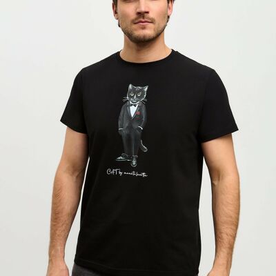 Camiseta estampada negra GROOM CAT