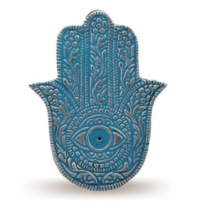 Porte-encens à main Fatima en aluminium émaillé de couleur turquoise