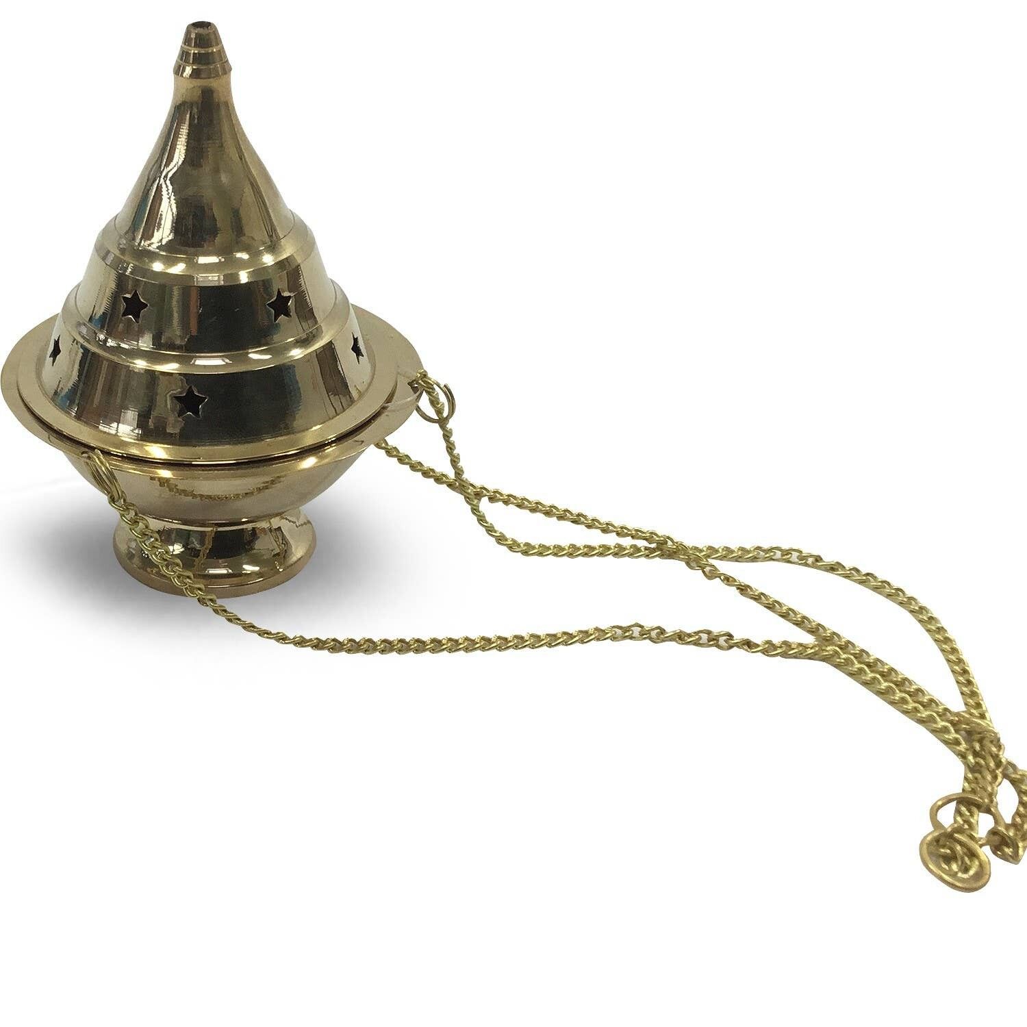 Bruciaincenso sospeso in ottone (10 cm)