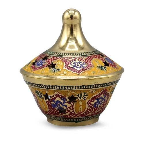 Portapolvere in ottone chikankaari 6.5cm