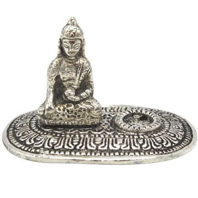 Incense Holder Buddha Silver Antique Finish-