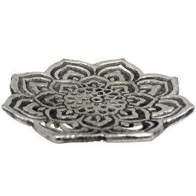 Porta incenso Mandala argento finitura anticata