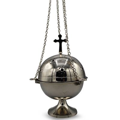 Brûle-encens suspendu en nickel avec croix (18 cm)