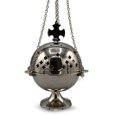 Brûleur d'encens suspendu nickelé (18 cm)