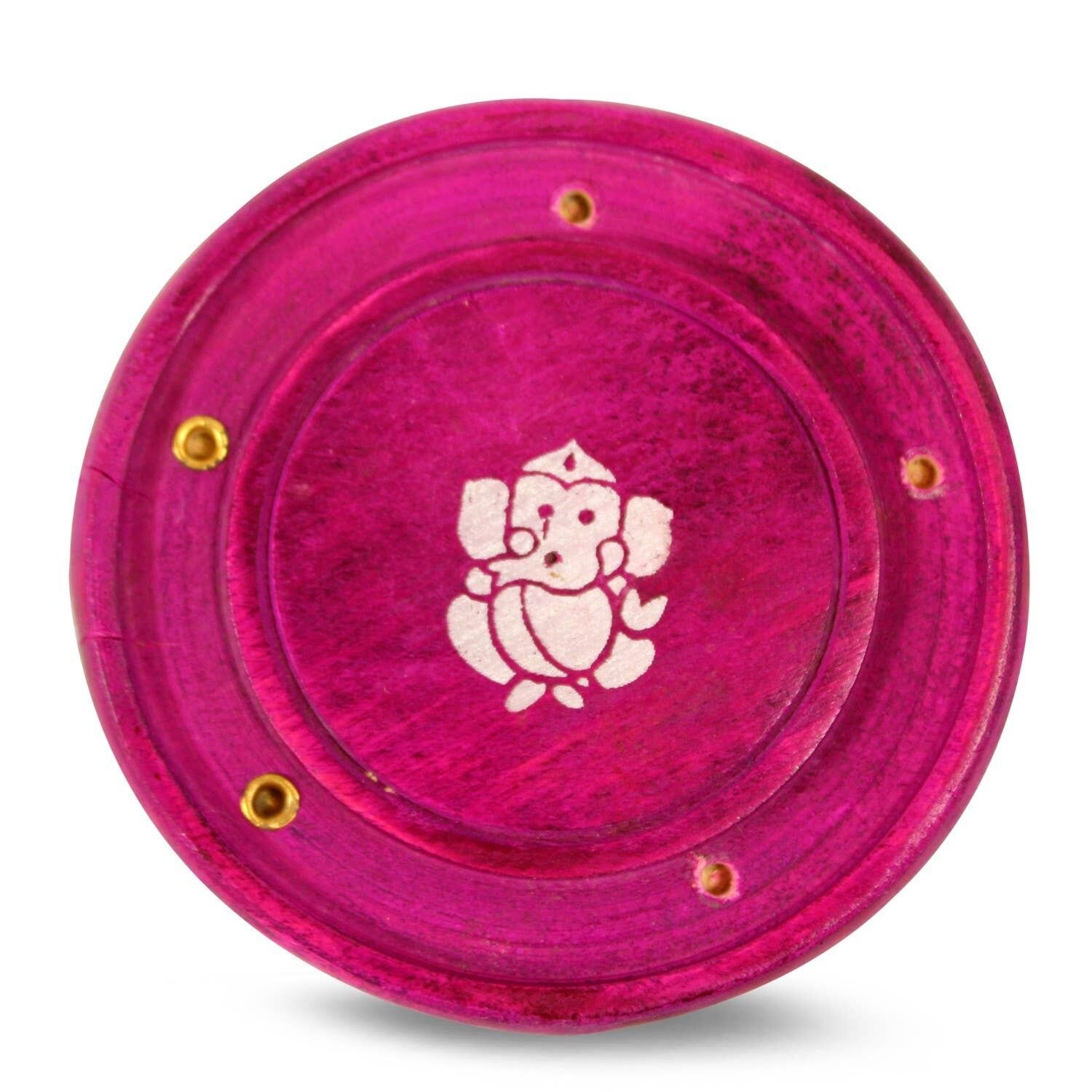 Bruciaincenso in legno di mango rosa con Ganesh